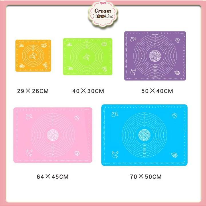 Tấm lót nhào bột/Thảm lót nướng, nhào bột, cán bột bằng silicon 45*65cm-50*40cm-40*30cm