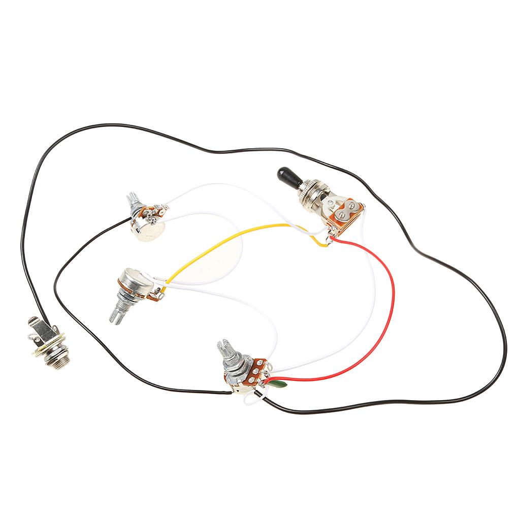 Durable Electric Guitar Wiring Harness Kit 3 Way Toggle Switches 2 Volume 1 Tone 500K Pots Musicains Gift
