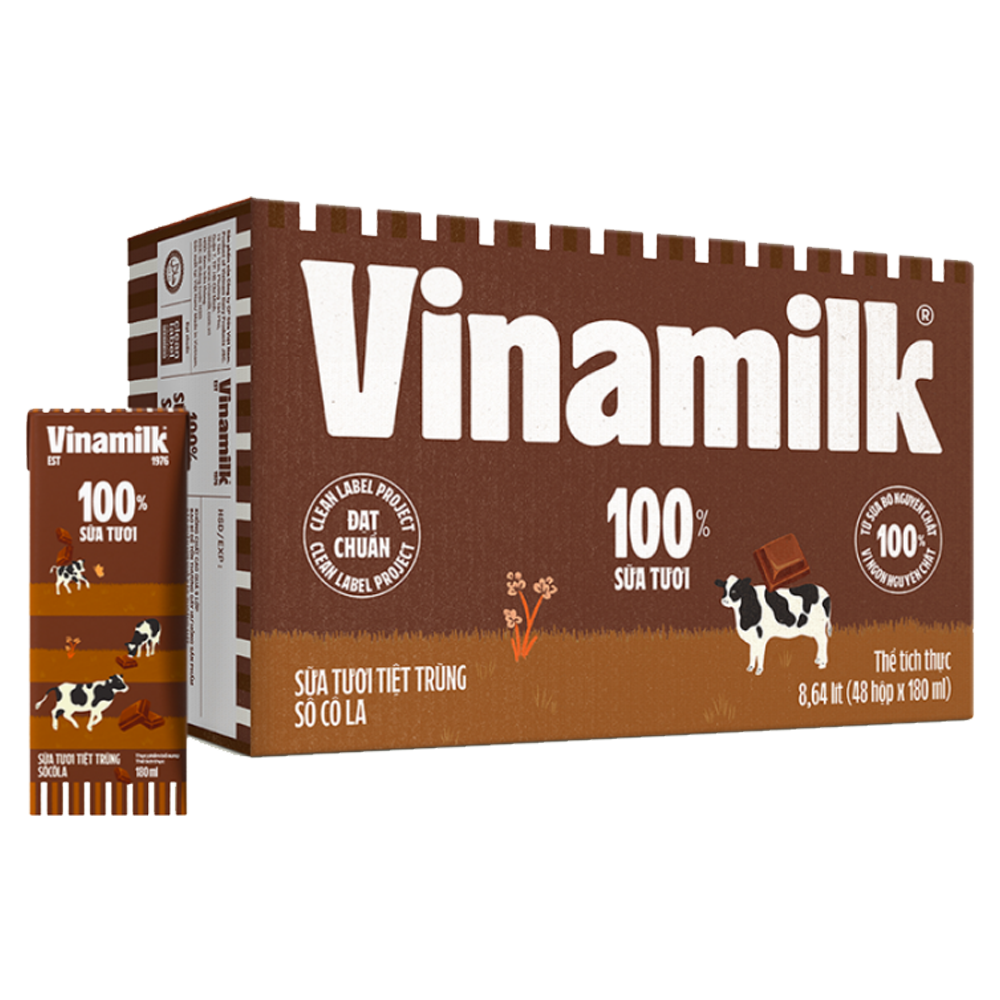 Thùng 48 Hộp Sữa Tươi Tiệt Trùng Vinamilk 100% Sôcôla