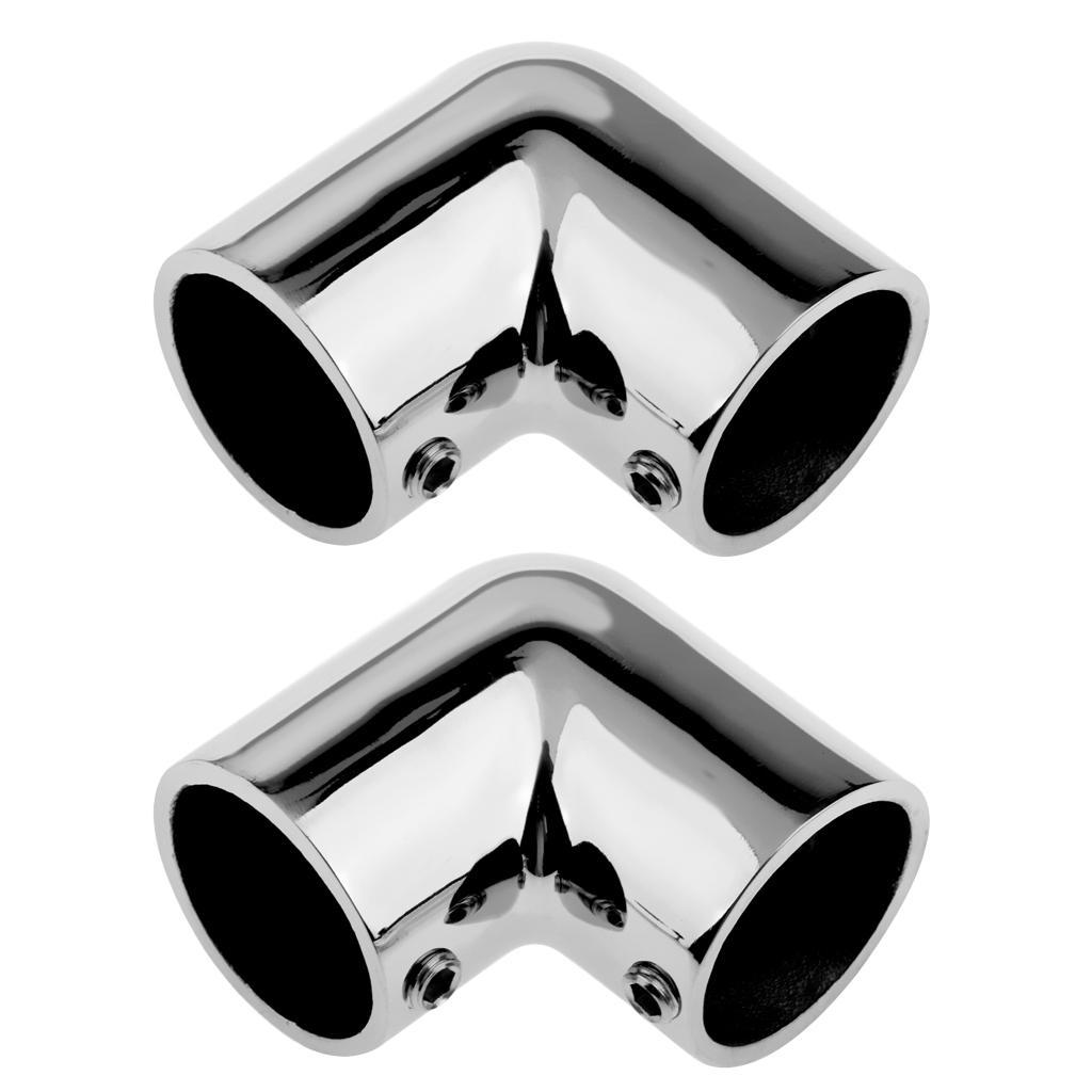 2pcs Stainless Steel Boat Hand Rail Fitting 90 Deg 1/ 7/8" Elbow Tube Mount