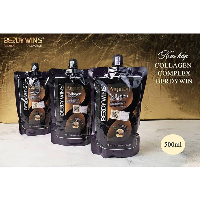 [+Tặng mũ trùm] Dầu hấp phục hồi siêu mượt BERDYWINS Argan Oil Collagen 500ml