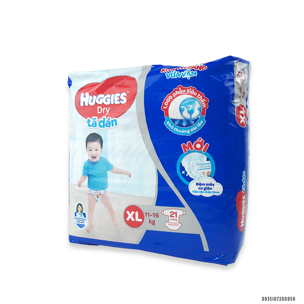 Tã dán HUGGIES DRY size XL 21 miếng - cho bé 12-17kg