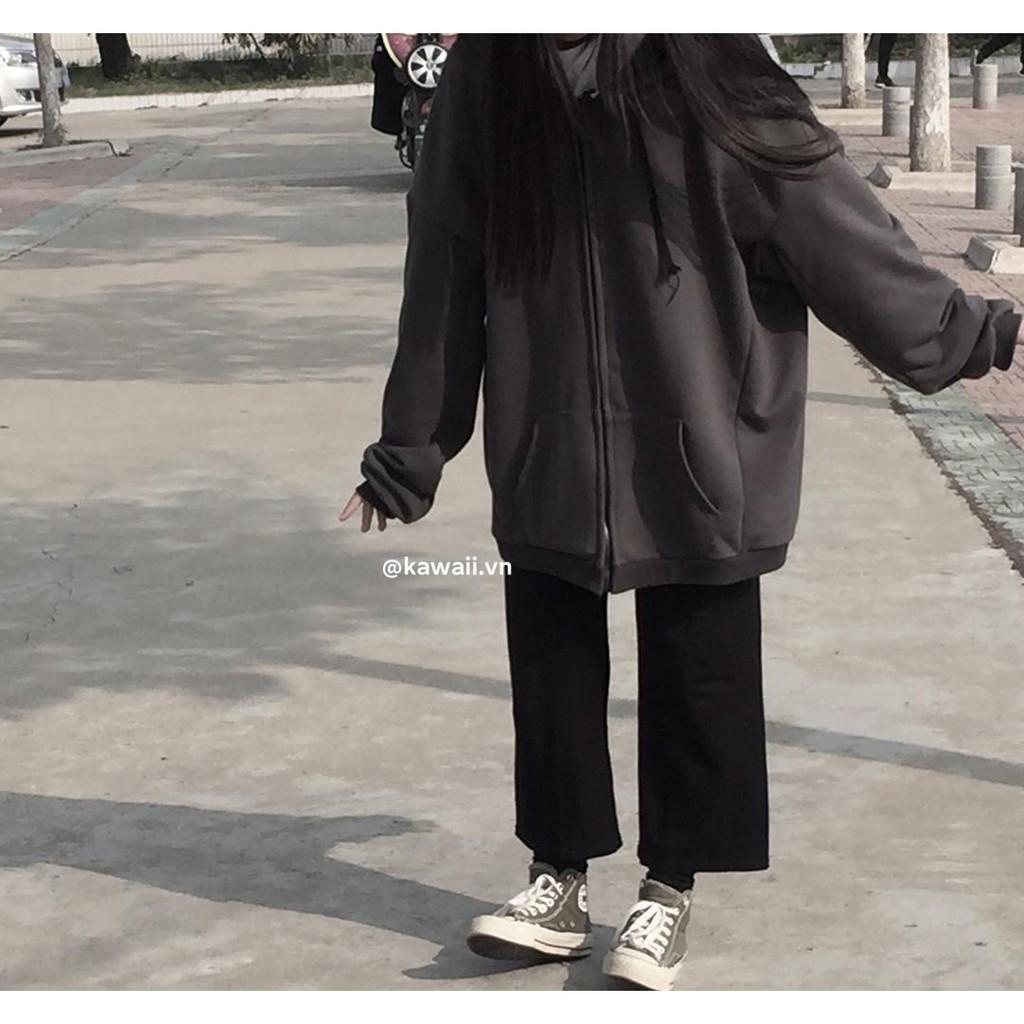 ZIP JACKET : ÁO KHOÁC ĐEN OVERSIZED PHỐI KHOÁ KÉO