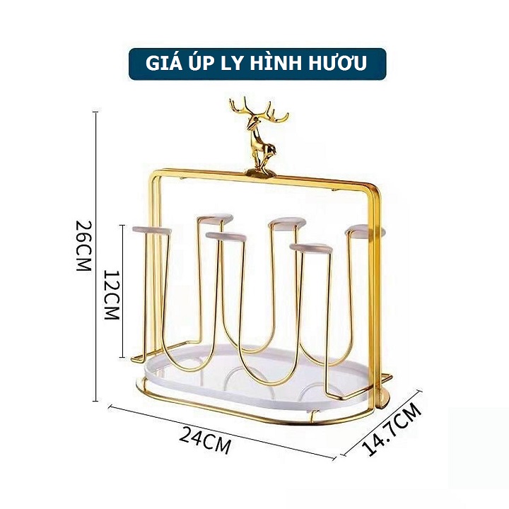 Giá Úp Ly, Úp Cốc Hình Hươu Mạ Vàng Hàng Nội Địa Cao Cấp Sang Trọng - Tinh Tế