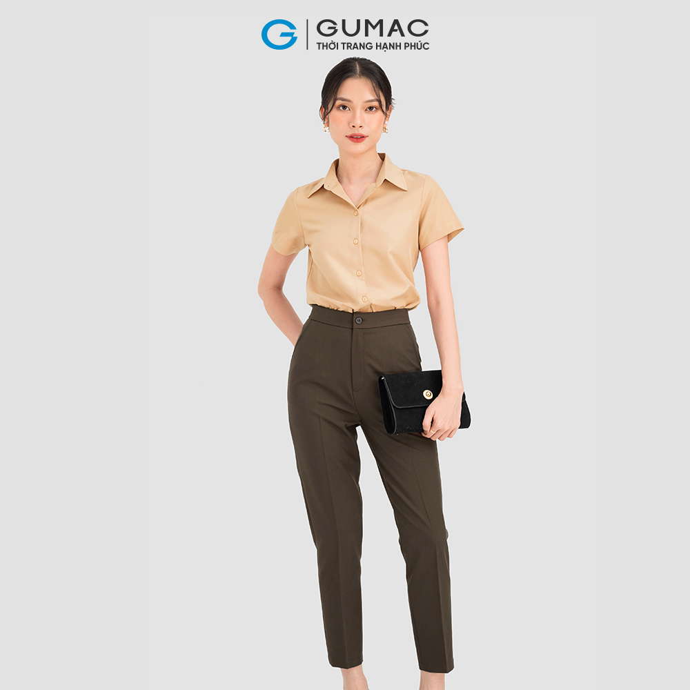 Áo sơ mi nữ GUMAC AC08022 form cơ bản tay ngắn