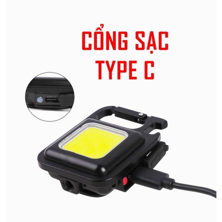Đèn pin mini kiêm móc khoá siêu sáng ,3 Chế Độ Sáng Kèm Dây Sạc USB - Type C, đèn led móc khoá đa năng , nhỏ gọn
