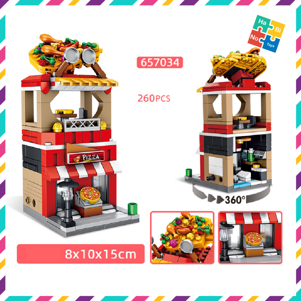 Đồ Chơi Lắp Ráp Mô Hình Nhà Phố Tiệm Bánh Quán Bar Kem Pizza Street View Cho Trẻ Từ 6 Tuổi Panlos Hơn 200 Chi Tiết