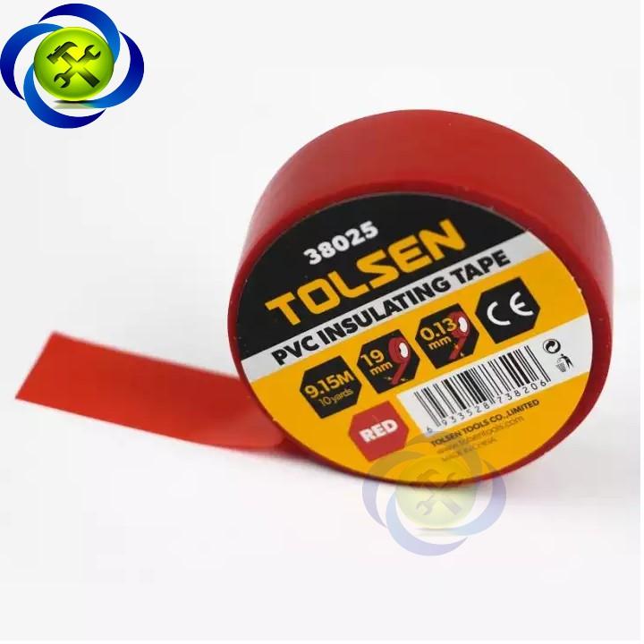 Băng keo điện đỏ Tolsen 38025 dài 9.15M dày 0.13mm bảng 19mm