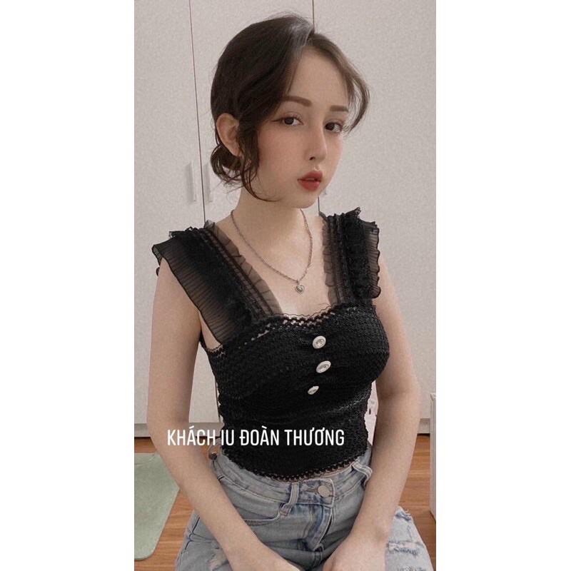 Áo 2 dây bản to bèo khoá sau lưng