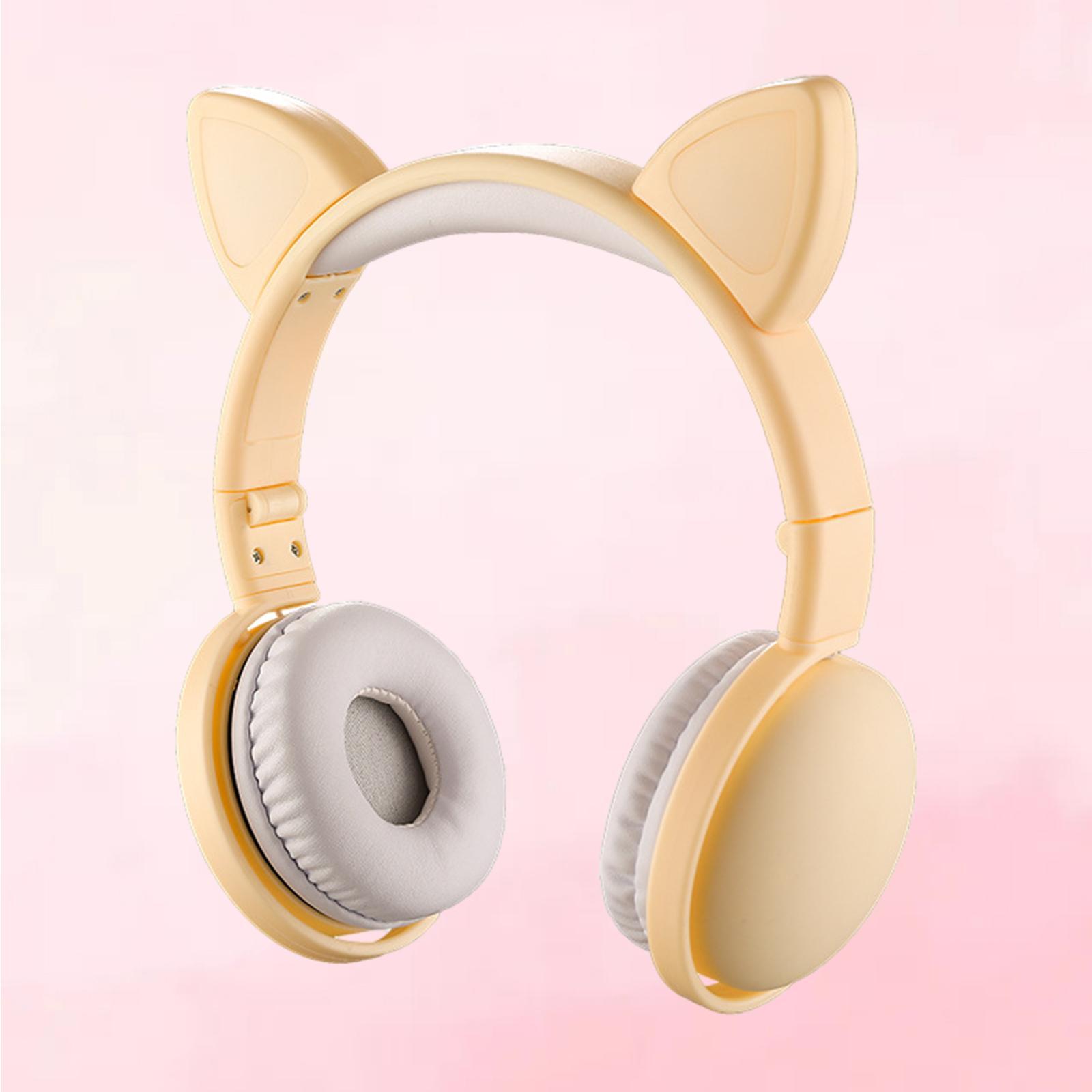 Cat Headphone Stereo Adjustable Bluetooth 5.0 for  iOS and android Pink