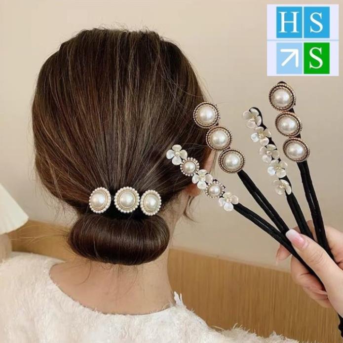 Dây búi tóc dẻo giả ngọc trai phong cách Hàn Quốc , Trâm cột tóc , dụng cụ kẹp quấn tóc kiểu mới tuyệt đẹp - HS Shop