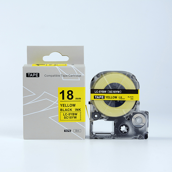 Tape nhãn in tương thích SC18YW dùng cho máy in nhãn KingJim SR & EPSON LW