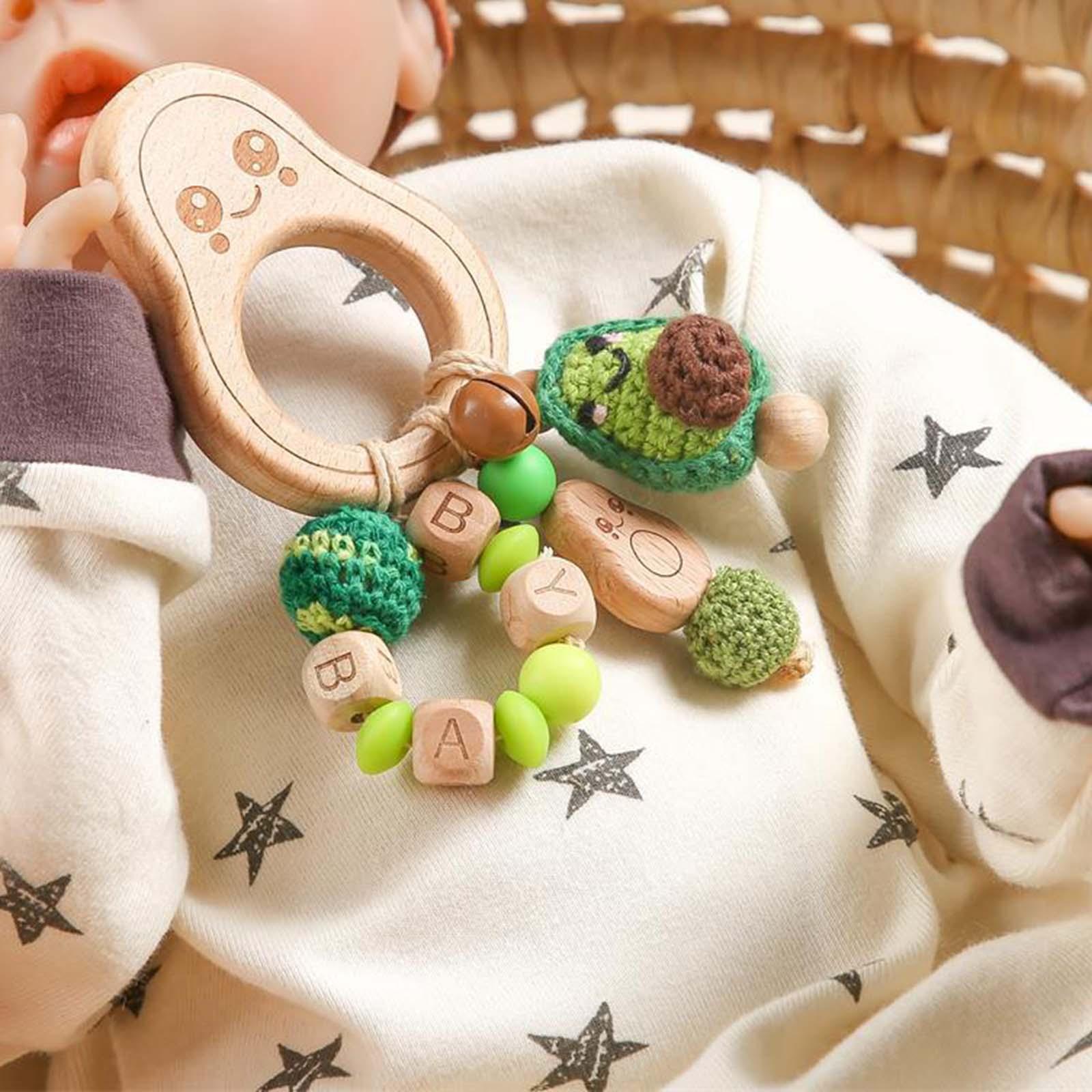 Wooden Baby Rattle Toy Music Rattle Teething Toys for Girls Boys Gifts