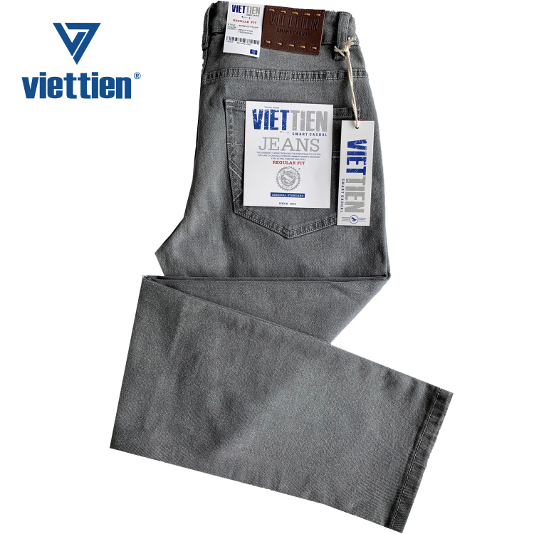 Viettien - Quần Jeans nam dài Regular fit Màu Xám 6S7021