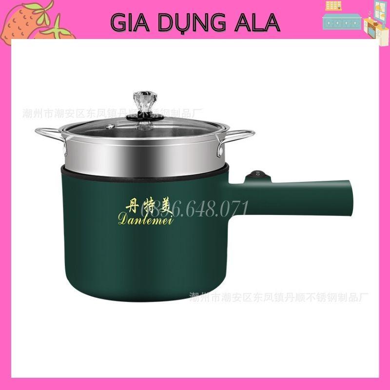 Nồi Lẩu Mini Điện Đa Năng 2 Tầng Siêu Tốc Hấp Rán Chiên, Nồi Nấu Mì Mini Chống Dính Có Tay Cầm Kèm Xửng Inox