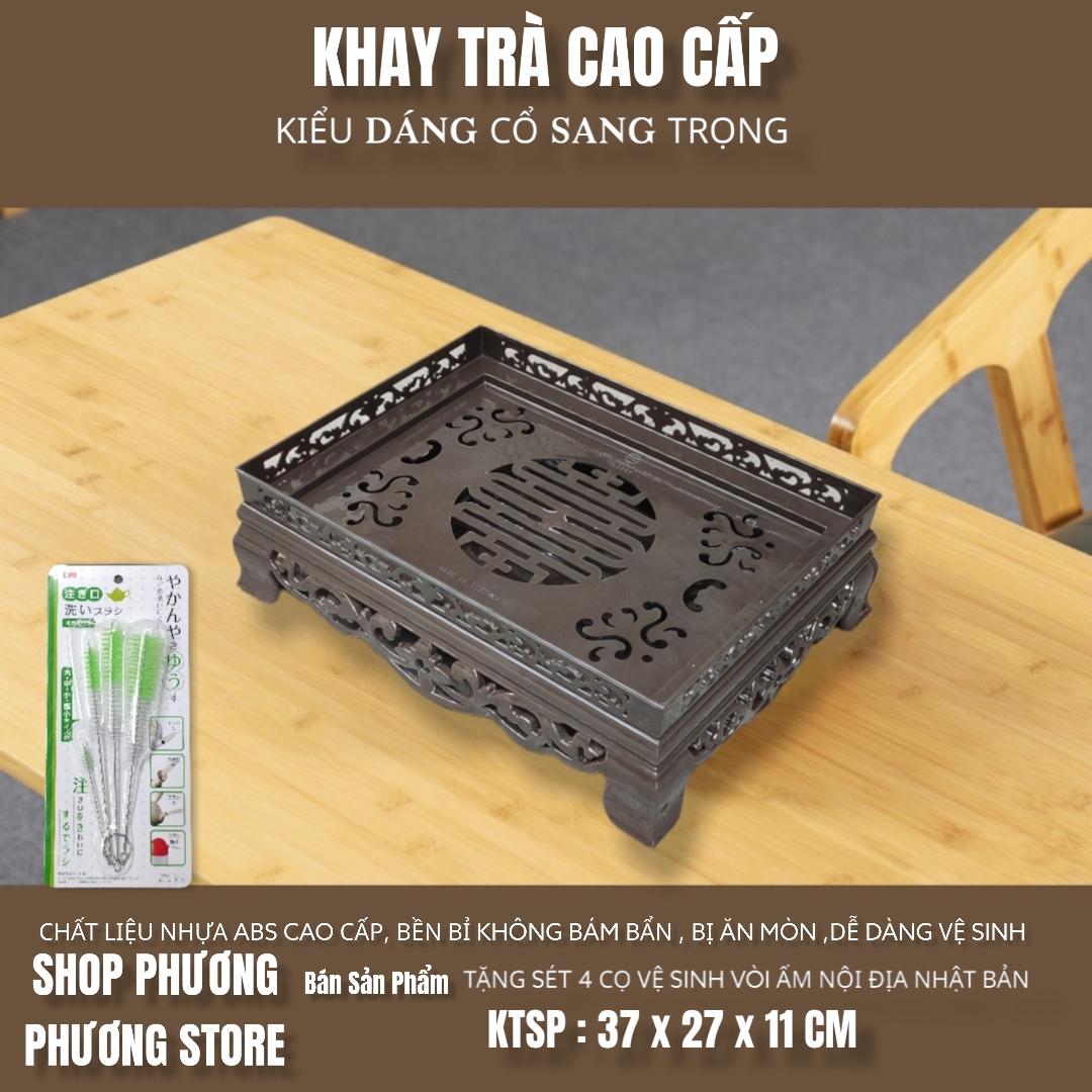 KHAY TRÀ KIỂU DÁNG CỔ SANG TRỌNG CÓ KHAY HỨNG NƯỚC