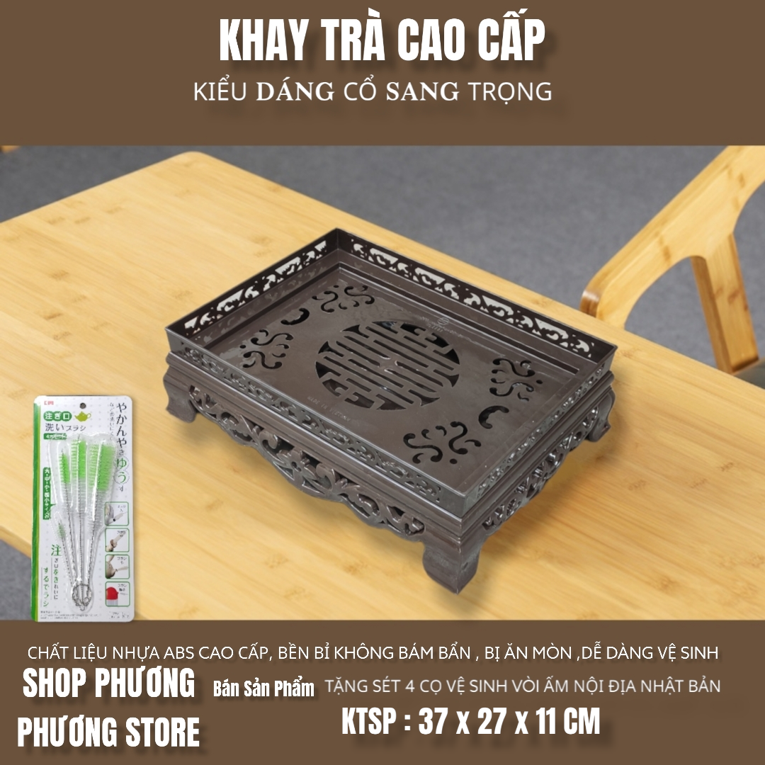  KHAY TRÀ KIỂU DÁNG CỔ SANG TRỌNG CÓ KHAY HỨNG NƯỚC - TẶNG SÉT 4 CHIẾC CO VS VÒI ẤM NỘI ĐỊA NHẬT BẢN )