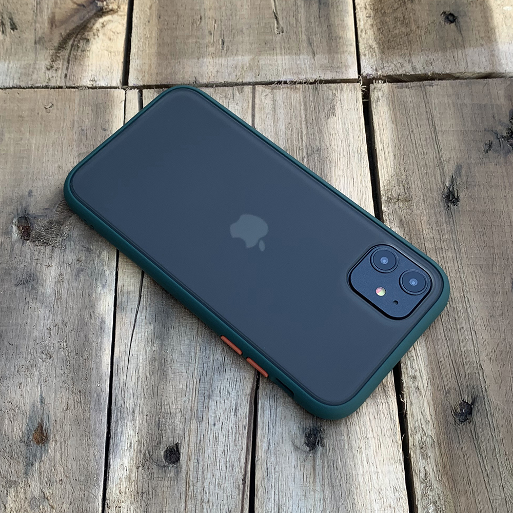 Ốp lưng chống sốc dành cho iPhone 11 nút màu cam - Màu xanh đậm