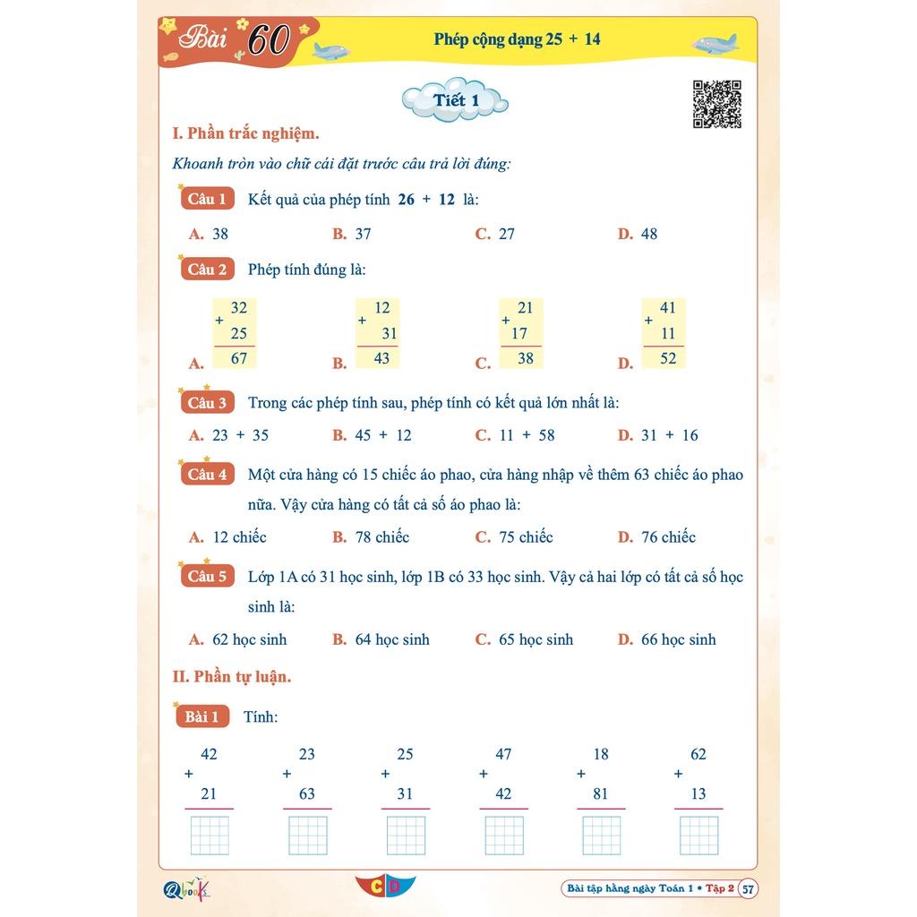 Sách Bài Tập Hằng Ngày Toán Lớp 1 - Tập 2 - Cánh Diều - BẢN QUYỀN