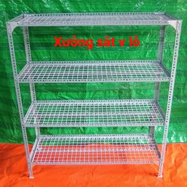 kệ sắt v lỗ ( lưới sắt ô vuông) Rộng 20cm x Dài 1m ( CAO 60-80-1m-1,2m-1,5m) 2,3,4 TẦNG