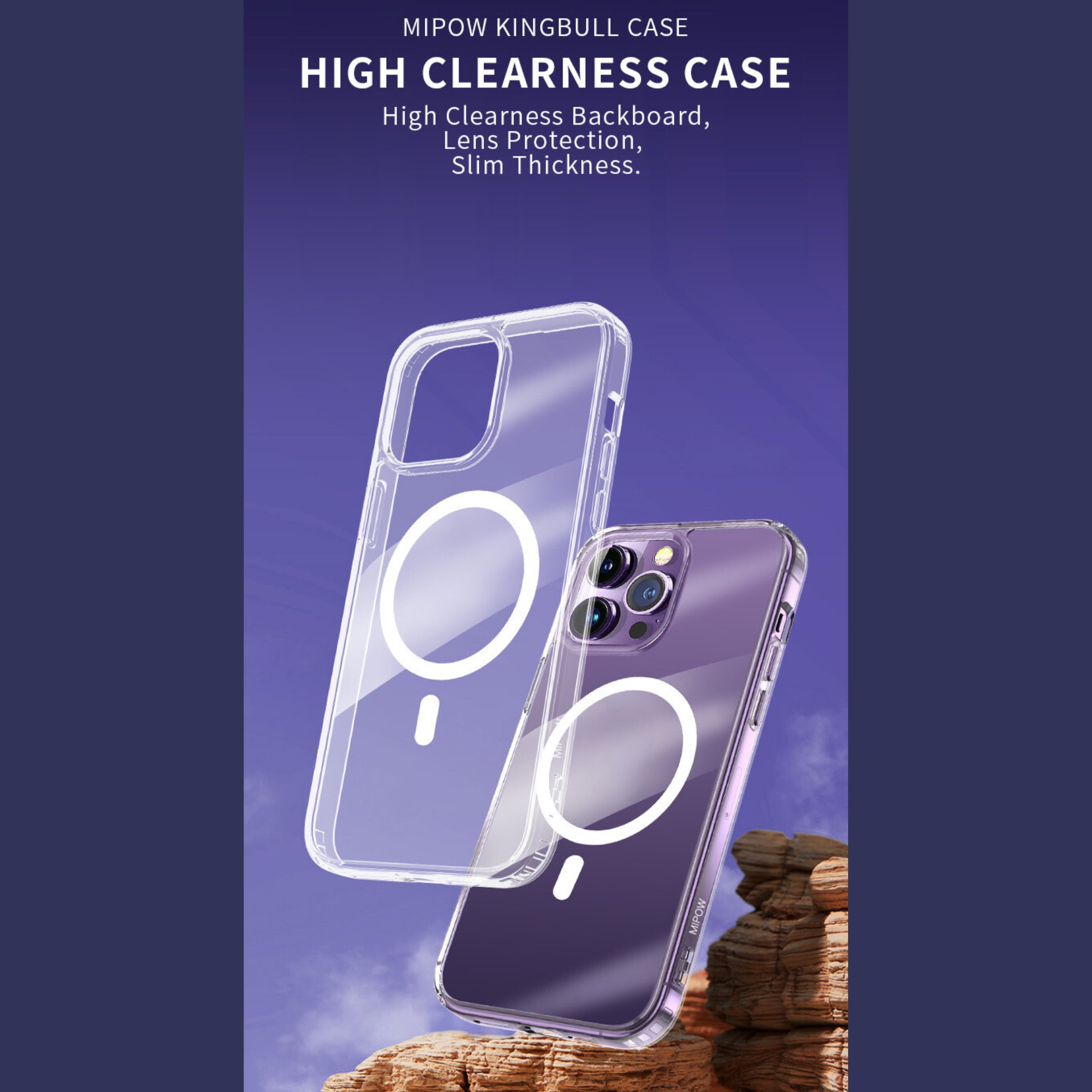 Ốp Lưng Trong Suốt Hỗ Trợ Sạc Từ Tính Dành Cho iPhone 15 Pro Max / 15 Pro / 15 Plus / 15, MIPOW TRANSPARENT - HÀNG CHÍNH HÃNG