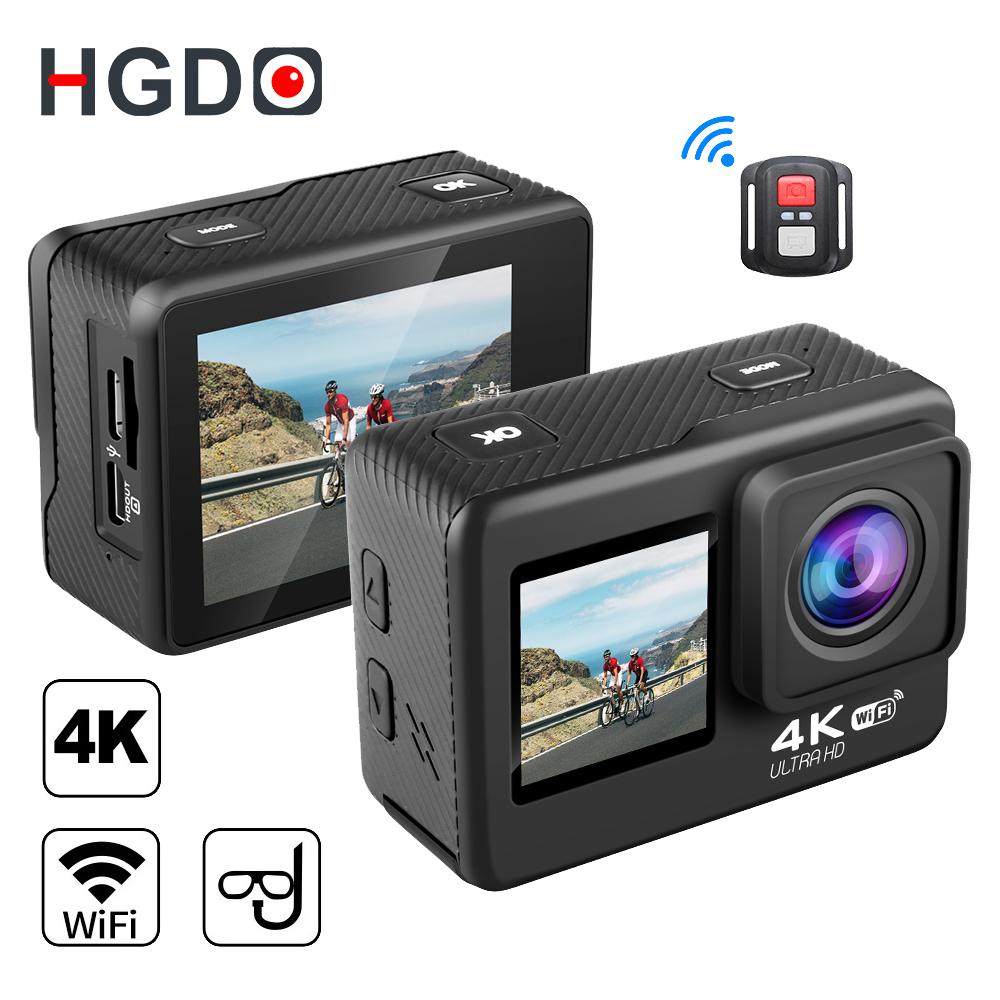 Camera hành động 4K WiFi Màn hình kép 170 ° Góc rộng 30m Máy ảnh thể thao chống thấm nước với bộ phụ kiện gắn điều khiển từ xa