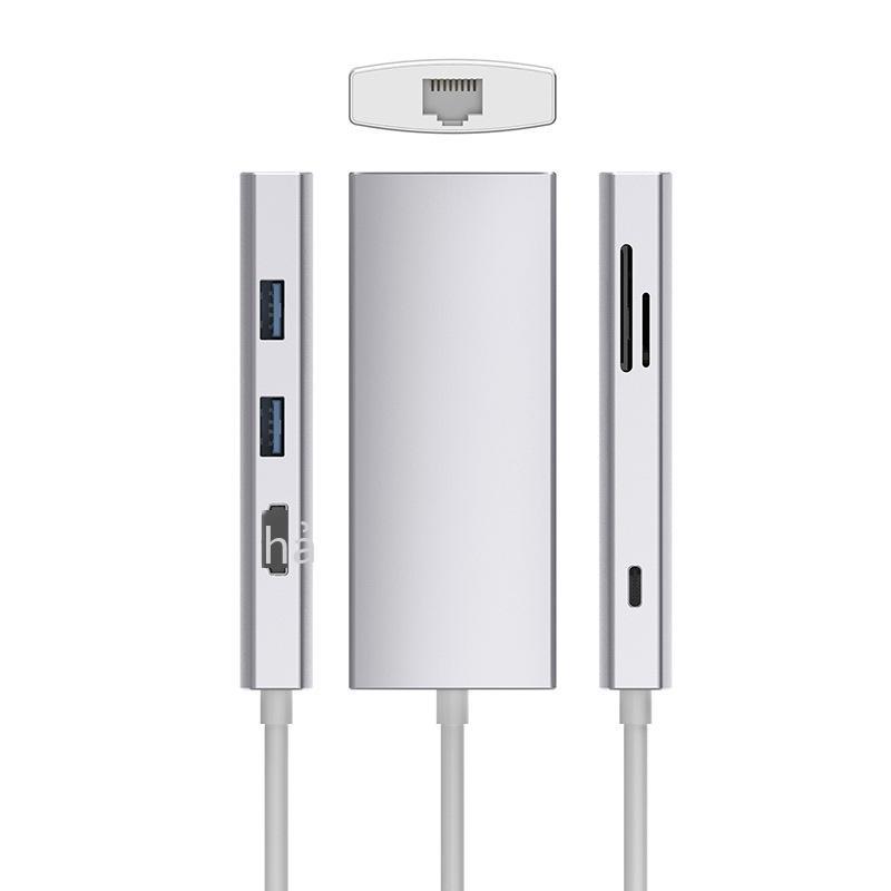Trung tâm typec thuận lợi nhất cho cổng mạng rj45 gigabit đầu đọc thẻ hdmi PD sạc usb-c dock mở rộng bảy trong một