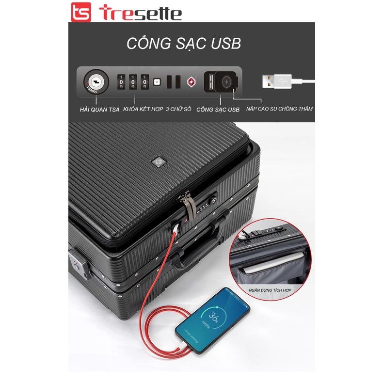 BFQ2ST500KTL: giảm 8% cho đơn từ 500K Vali khóa sập cao cấp nhập khẩu Hàn Quốc Tresette 2029 Có Ngăn Đựng Latop Vân Dọc Sang Trọng Cổng Sạc USB