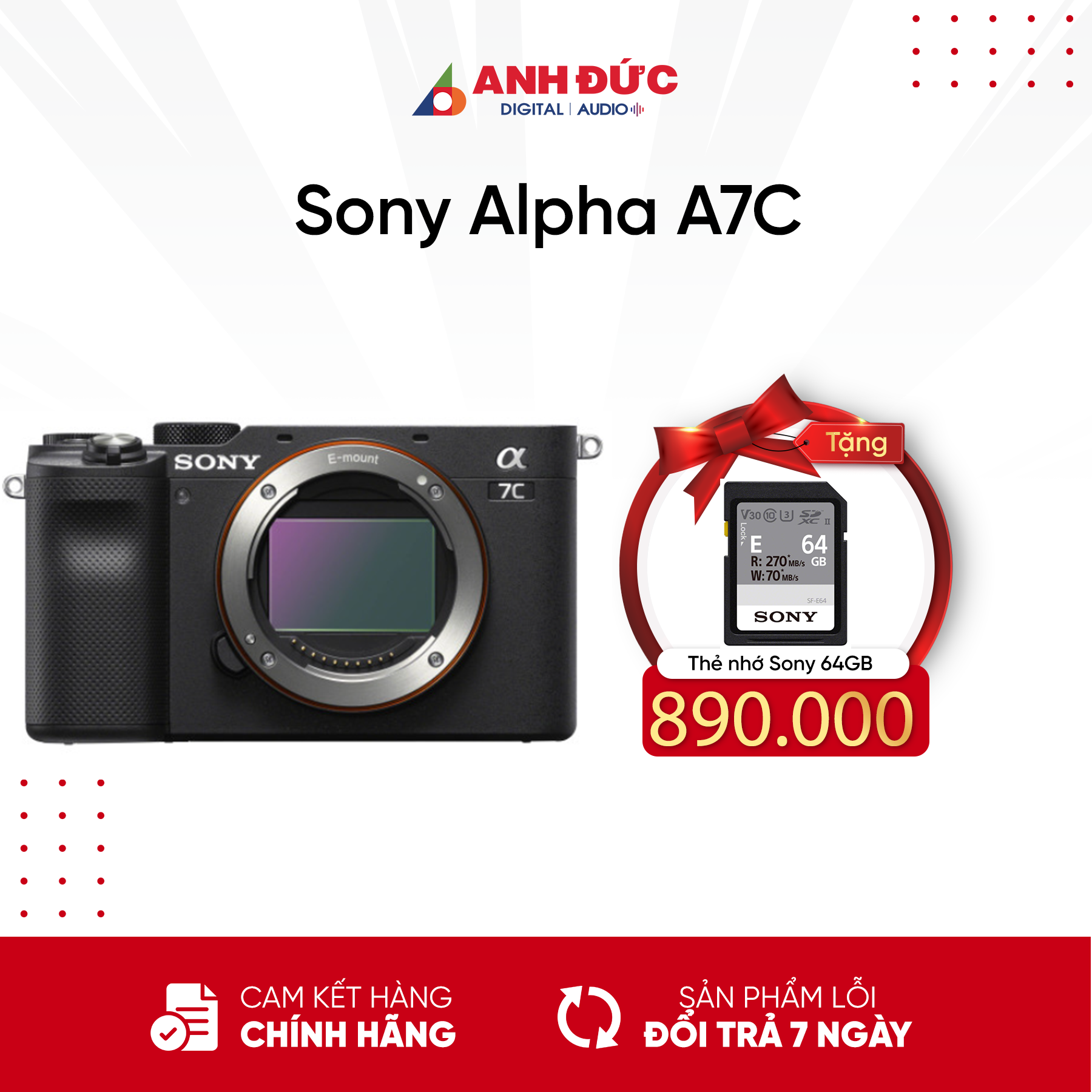 Máy ảnh Sony A7C Body Đen - Hàng Chính Hãng