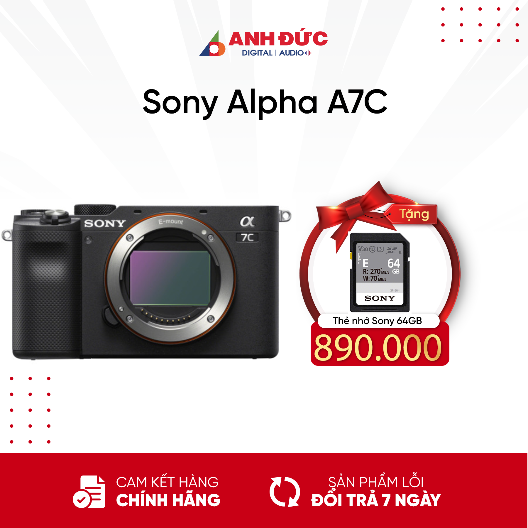 Máy ảnh Sony A7C Body Đen (ILCE-7C) - Hàng Chính Hãng