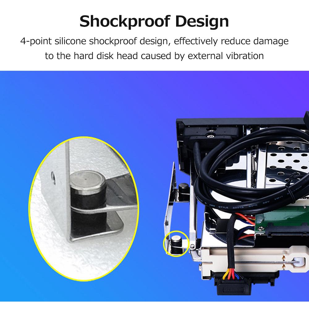 Internal Dual Slot Hard Disk Case 2.5+3.5 inch SATA HDD/SSD Enclosure Tool-free Design with 2 USB3.0 Ports Safety Locks