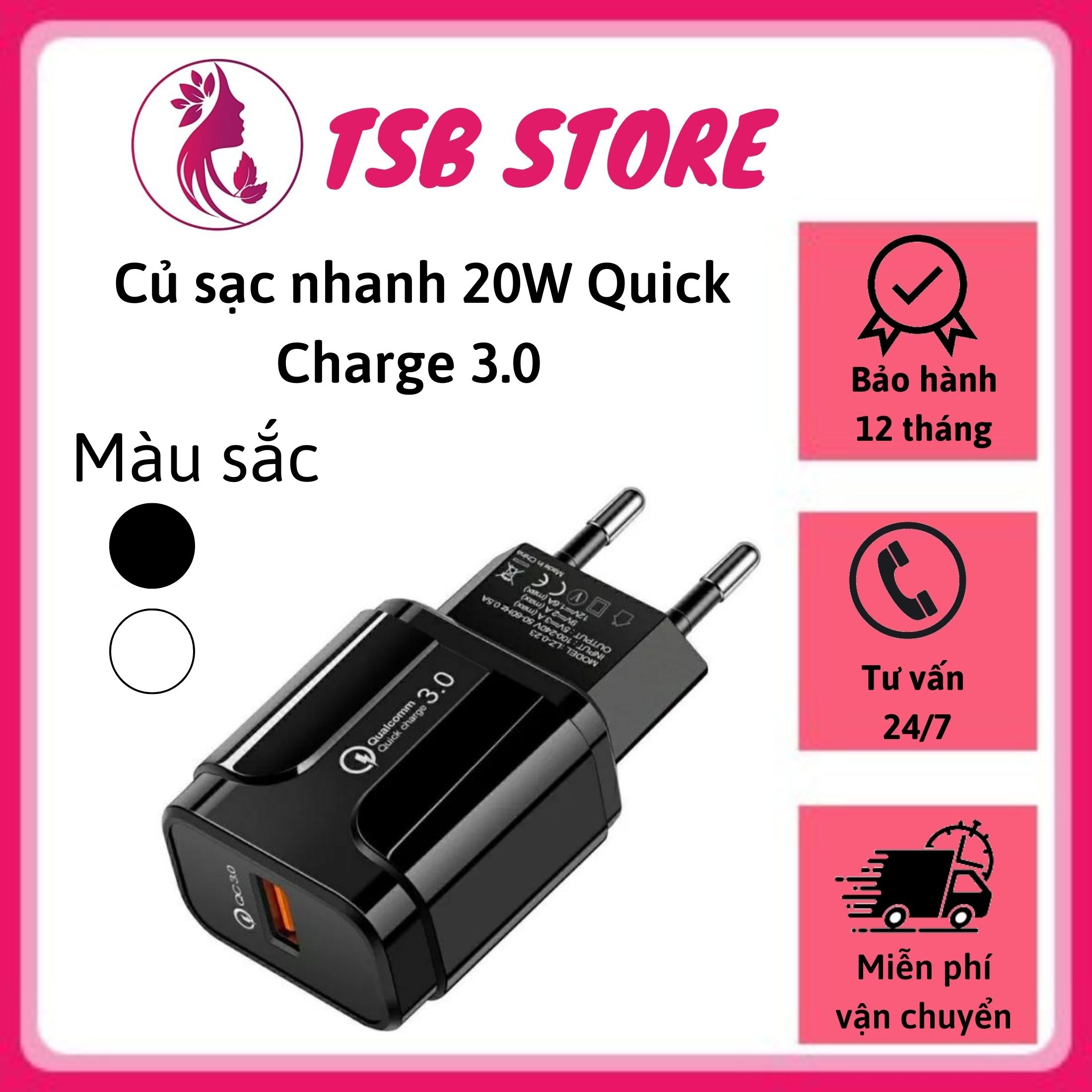 Củ Sạc Nhanh 20W Quick Charge 3.0 Hỗ Trợ Sạc Nhanh Cho Cho Điện Thoại Iphone, Android, Phụ Kiện Điện Thoại, Pin Dự Phòng - Củ Sạc Nhanh 20W Cao Cấp tương thích nhiều thiết bị