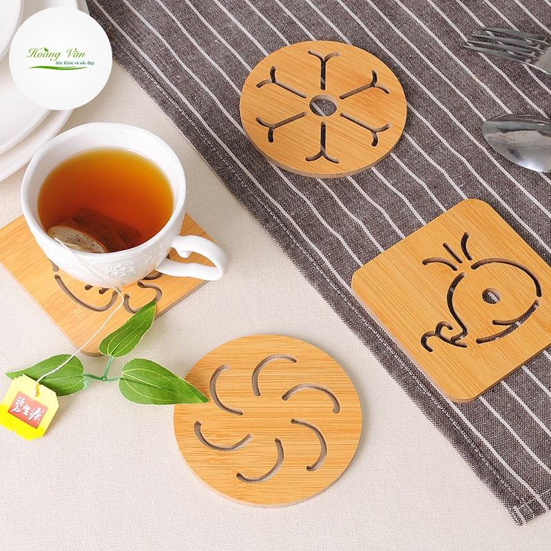 Miếng lót ly, nồi, chảo bằng gỗ chống nóng, chống trơn trượt tiện dụng siêu xinh