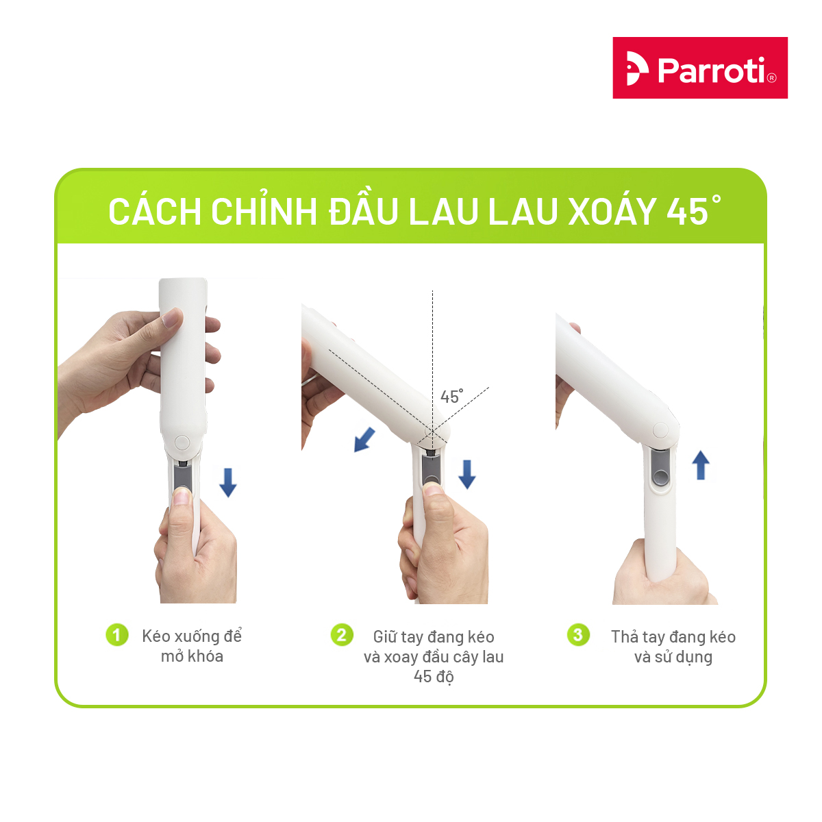 Cây lau kính, gạt chùi kính 3 trong 1, cán nhôm độ dài linh hoạt, thu nước trên kính Parroti Shiny SN03