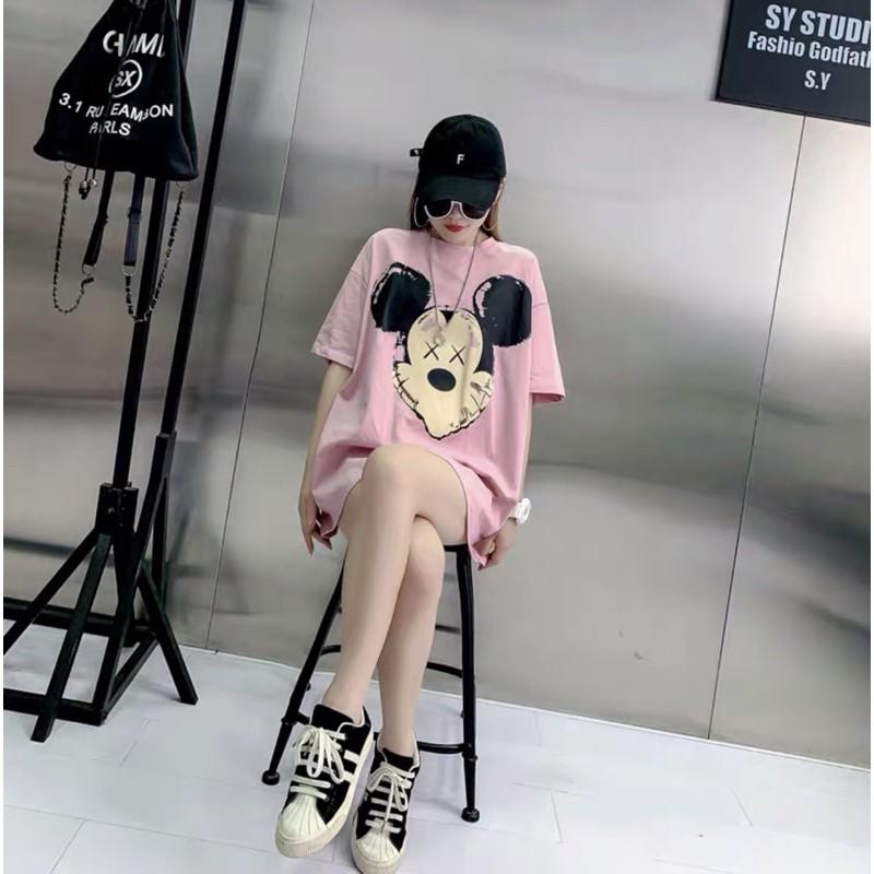 ÁO PHÔNG - FORM RỘNG NAM NỮ MÀU HỒNG HÌNH MICKEY SIÊU CUTE,SIÊU XINH