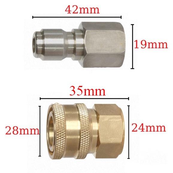 Bộ khớp nối nhanh đực - cái cho dây rửa xe cao áp ren 17mm đầu cái