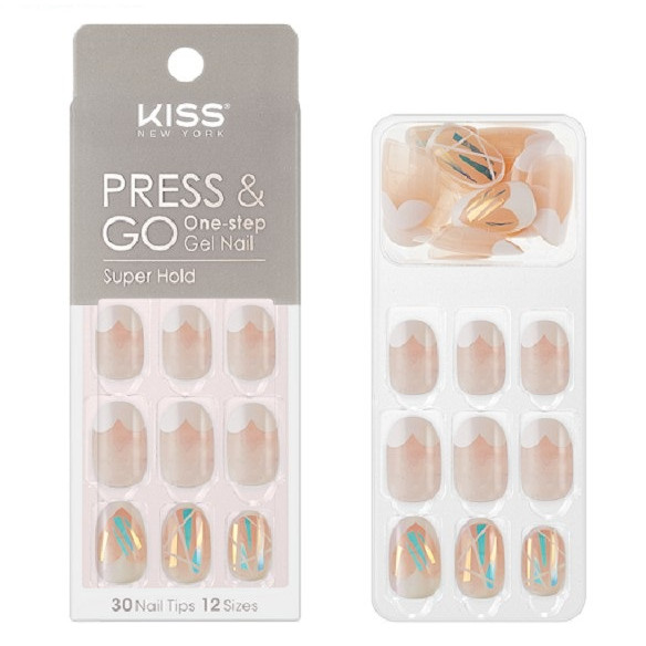 Bộ 30 Móng Tay Gel Dán Press &amp; Go Kiss New York Nail Box - Shining Heart (KPN03K)