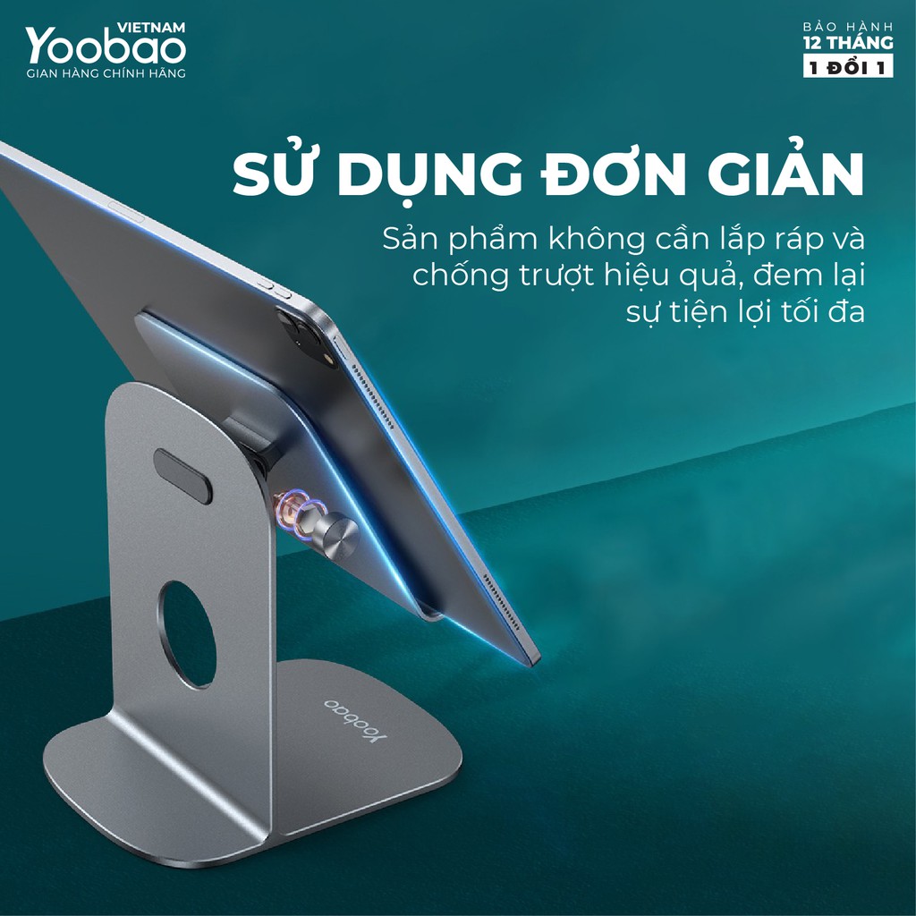 Giá đỡ điện thoại YOOBAO B5 - Đặt bàn - Hợp kim nhôm - Điều chỉnh độ cao - Hàng chính hãng