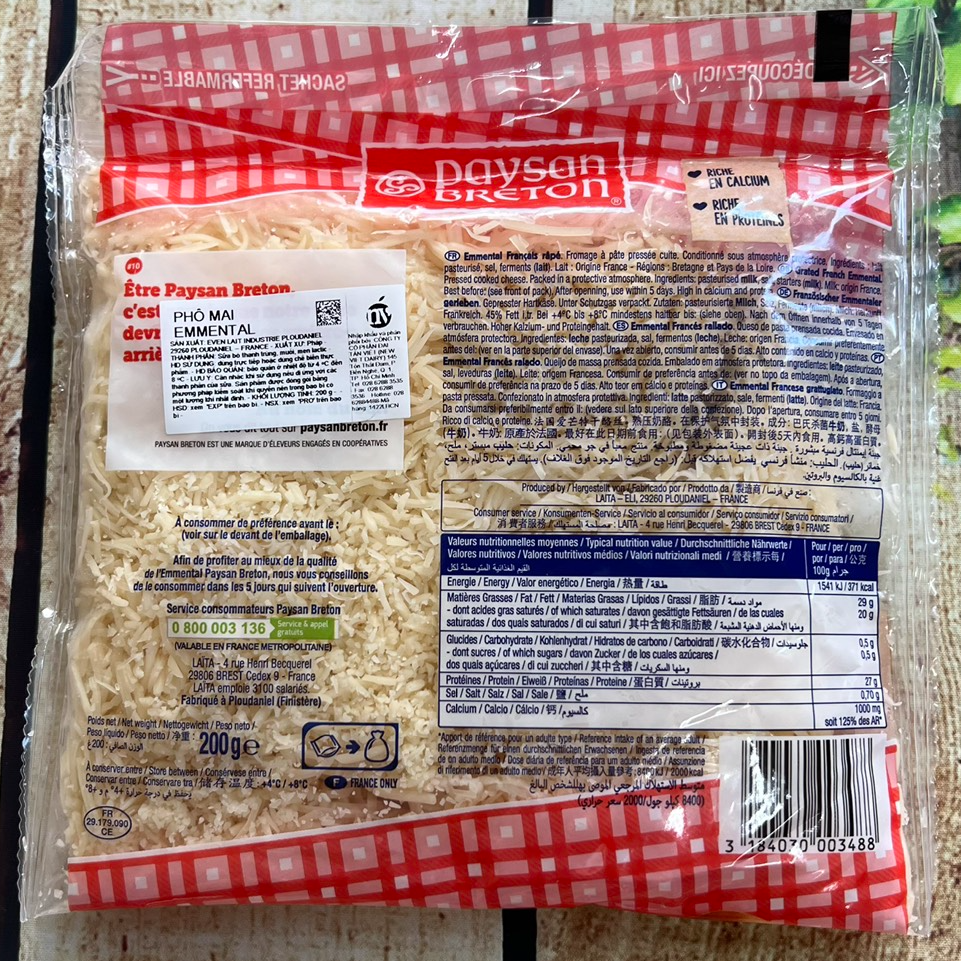 Phô mai sợi Emmental Pháp 200G