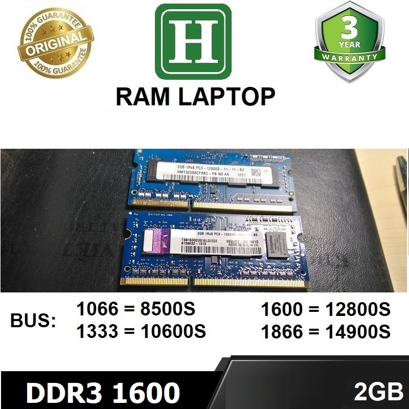 Ram Laptop 2GB DDR3 bus 1600 (12800s), ram cho laptop