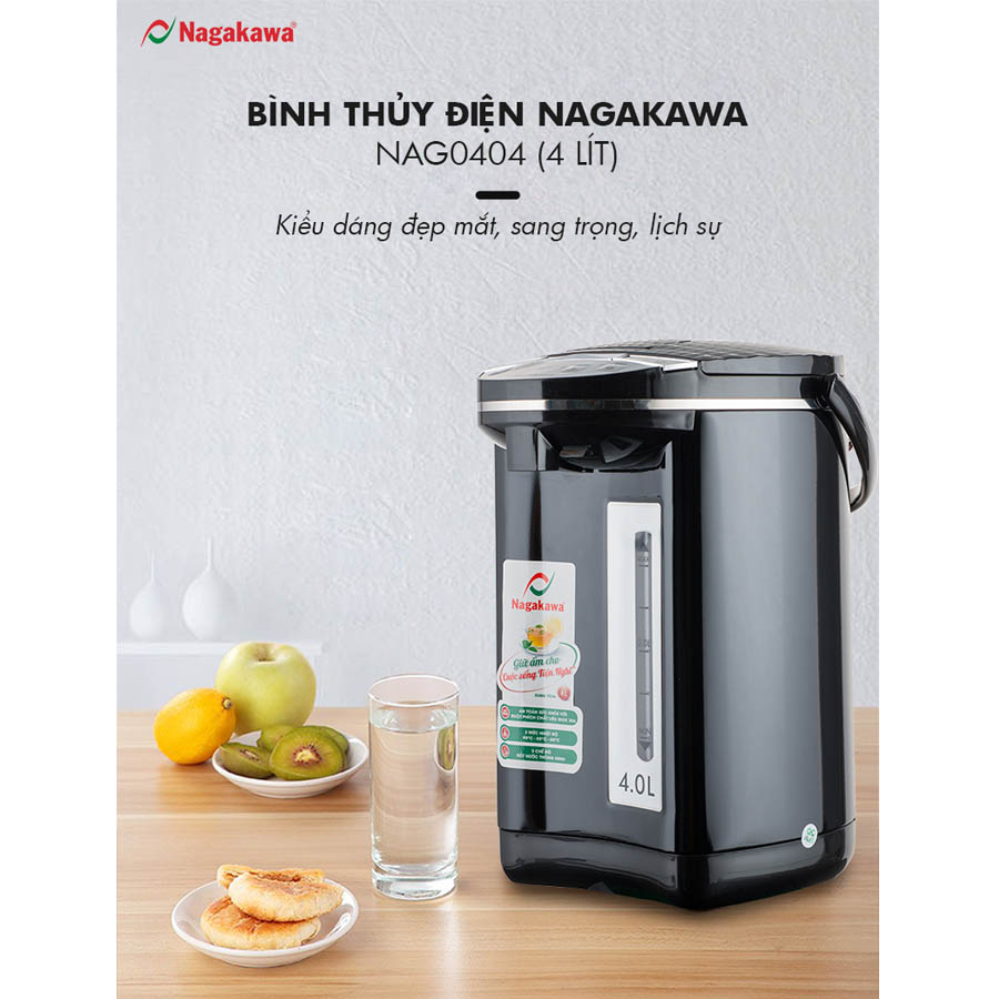 Bình Thủy Điện 3 Mức Nhiệt Nagakawa NAG0404 (4.0 Lít) - Hàng Chính Hãng