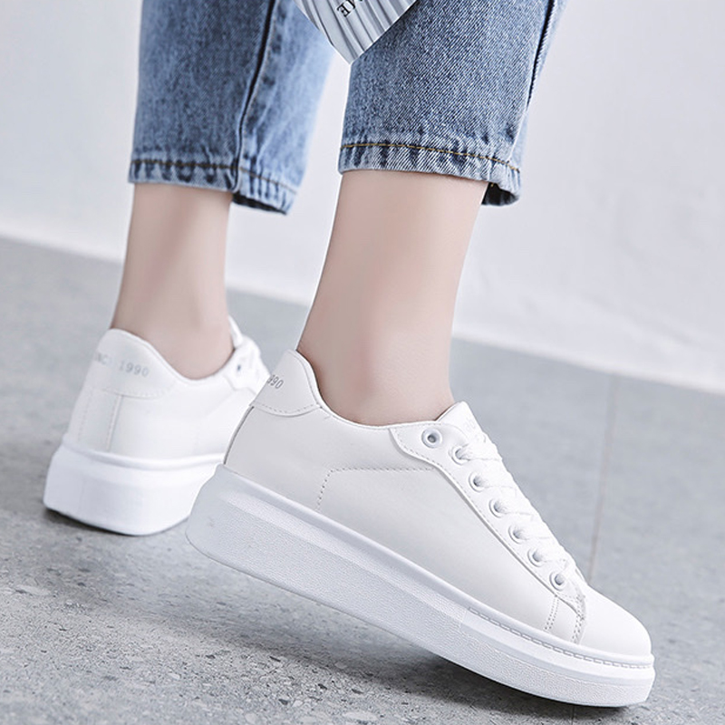 Giày thể thao sneaker nữ phong cách hàn quốc, màu trắng đế cao HMS-HC88