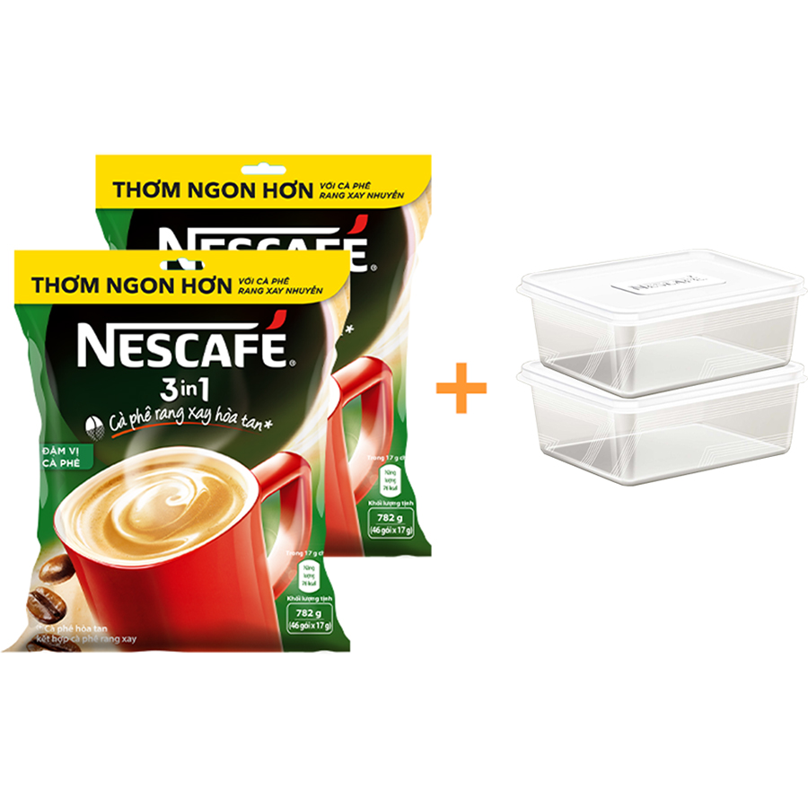 Combo 2 bịch Cà phê rang xay hòa tan Nescafé 3in1 đậm vị cà phê (Bịch 46 gói x 17g) - [Tặng 2 hộp tiện dụng Nescafe]