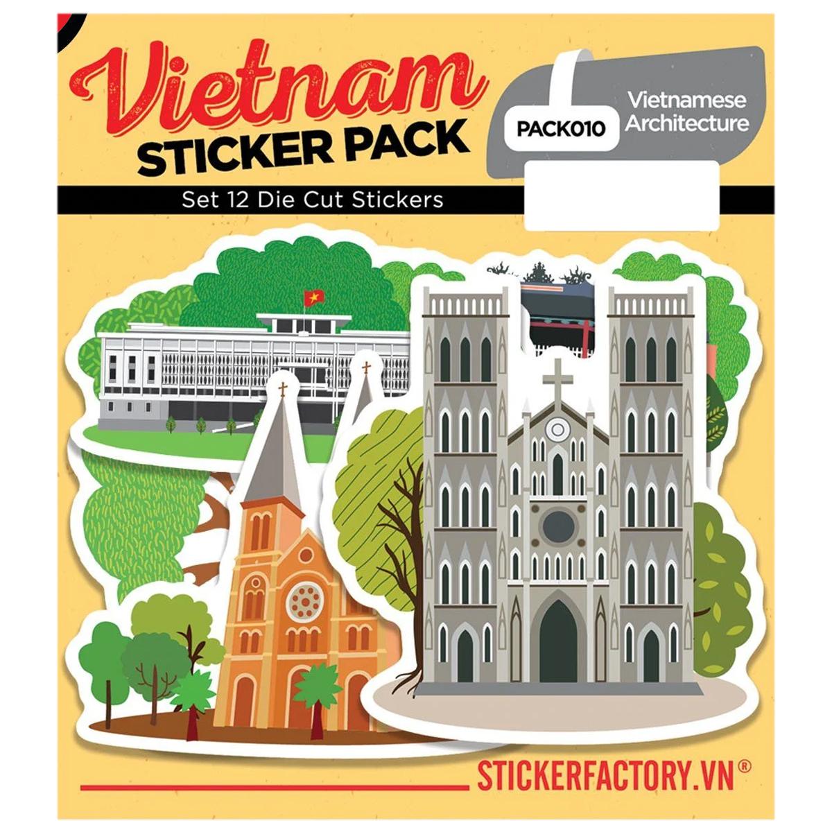 Bộ 12 Hình Dán Vietnamese Architecture - Die Cut Sticker Pack - Stickerfactory PACK0010