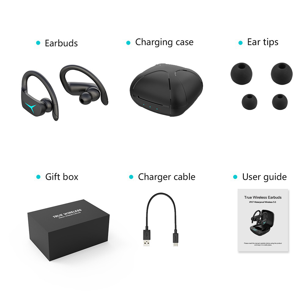 Tai nghe Bluetooth TWS Thể thao Âm thanh nổi HiFi Bluetooth V5.0 Điều khiển cảm ứng cho điện thoại