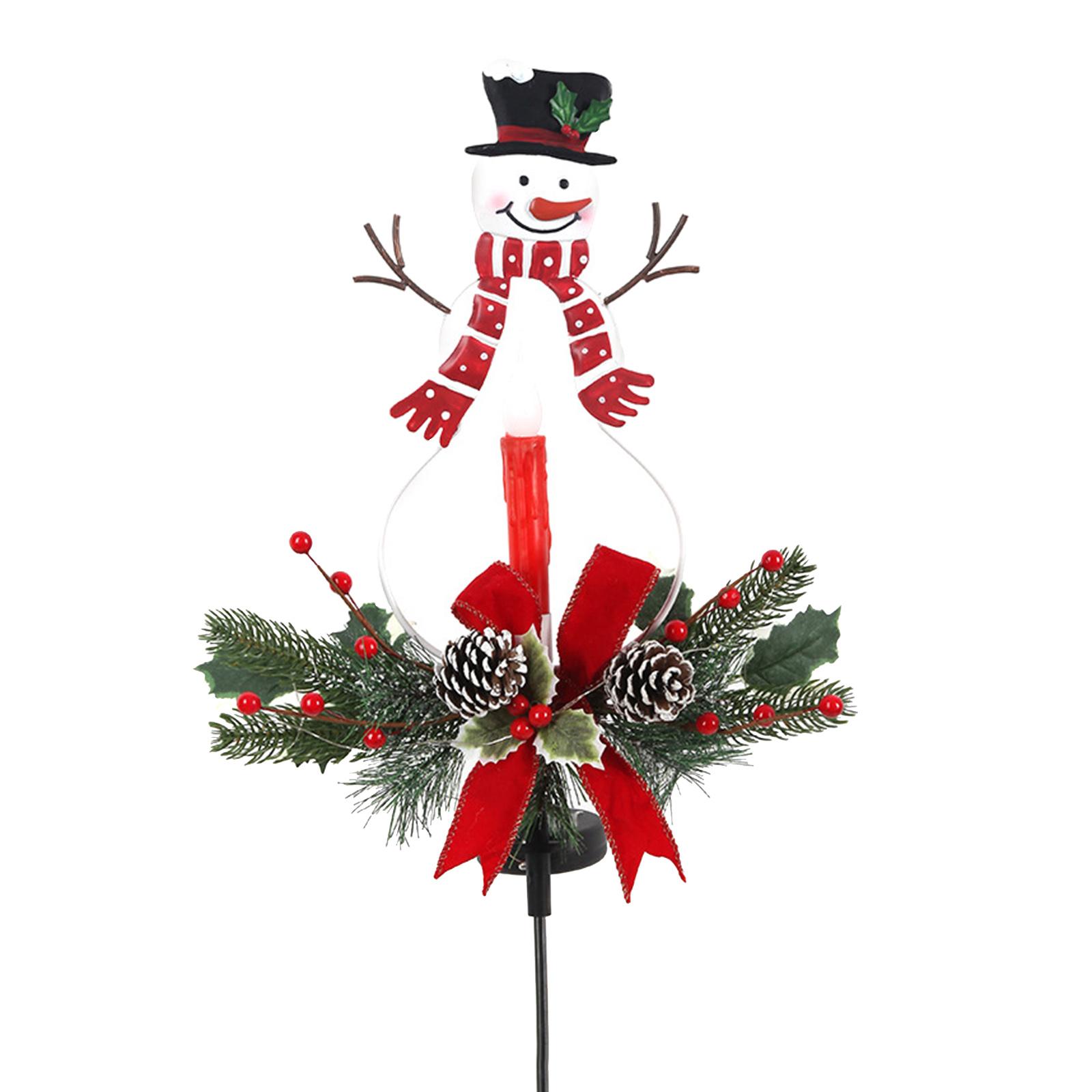 Solar Snowman Lamp Candle Ground Transparent Ornament for Walkway Sidewalk