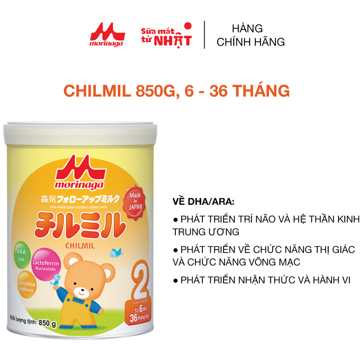 Sữa Morinaga Số 2 Chilmil loại 850g + Tặng Gấu Bông Bé Sữa