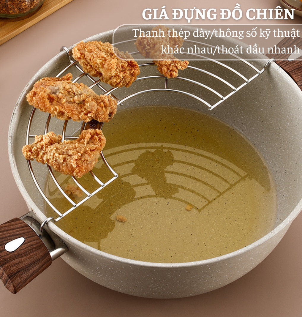 Vỉ Gác Chảo Chiên Rán Dầu Mỡ, Xửng Hấp Loại 26cm Bằng Inox