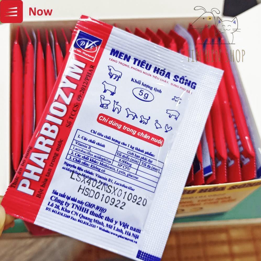 Hộp 25 gói Men hỗ trợ tiêu hóa Pharbiozym 5g cho chó mèo, phòng ngừa tiêu chảy