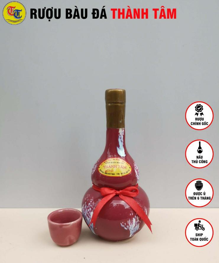 Đặc Sản Bình Định - Rượu Bàu Đá Thành Tâm Hồ Lô (Màu hồng) 350ml - OCOP 3 Sao